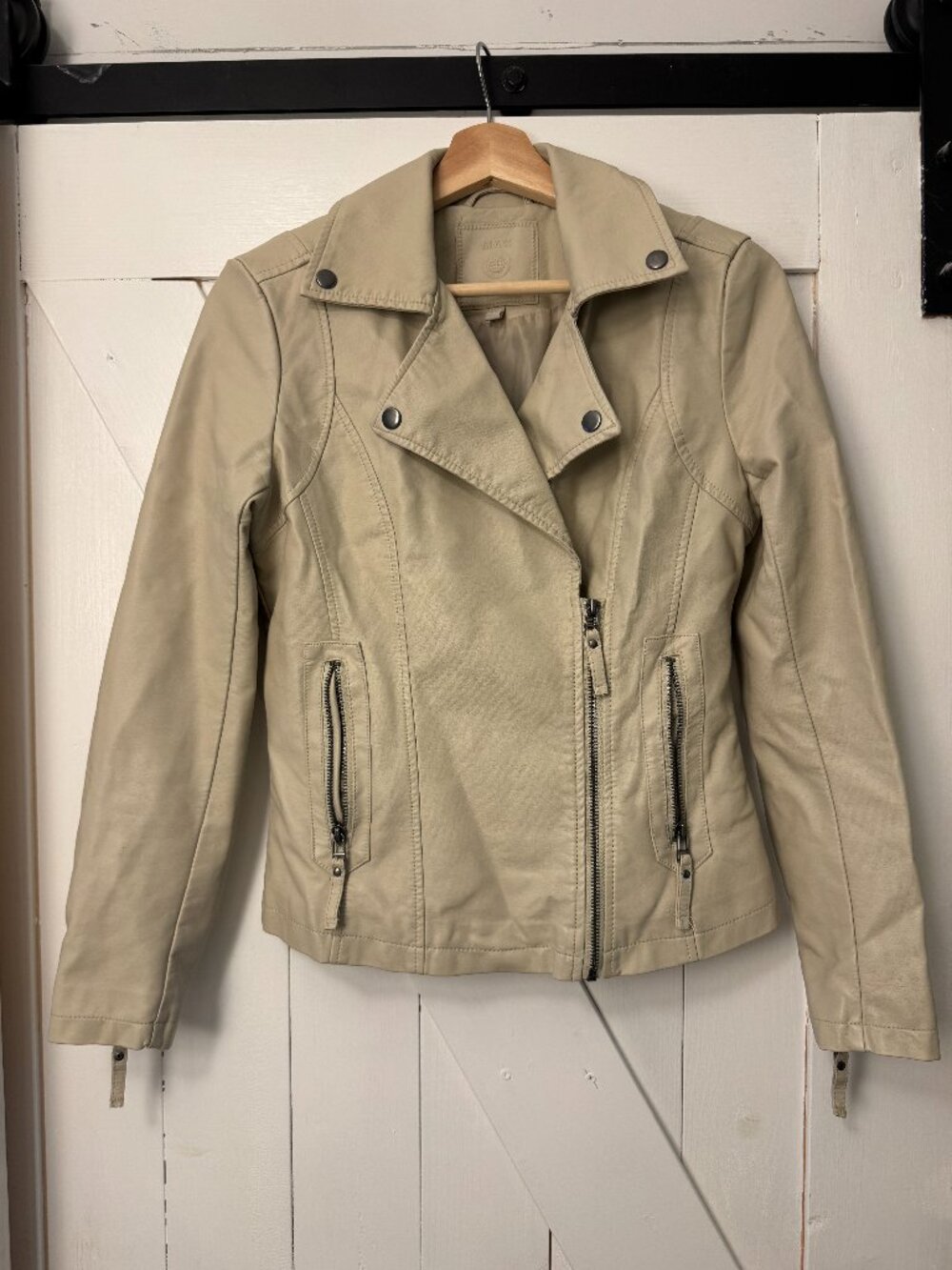 Max Studio Ivory Moto Jacket Women's XS Motorcycle Style Jacket